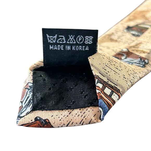 Tango by Max Raab Tie One Size Tan 100% Silk Americana Series Woodies 1928-1961 - Picture 6 of 8